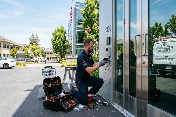 Commercial access control locksmith Sand Hill Road Menlo Park office